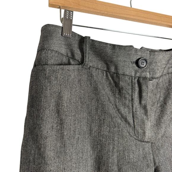 Ann Taylor LOFT Black White Herringbone Twill Wool Blend Wide Leg Trouser Pant 8 - Picture 4 of 7